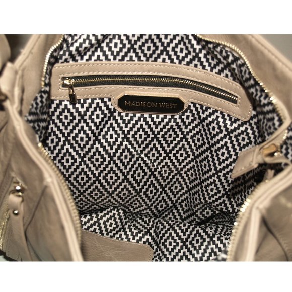 Madison West Large Vegan Leather Shoulder Tote Bag - Tan - Picture 10 of 10